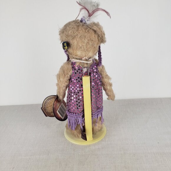 Pickford Brass Button Bears Daisy 1920s Gatsby 12" flapper bear tag & stand - Picture 7 of 12